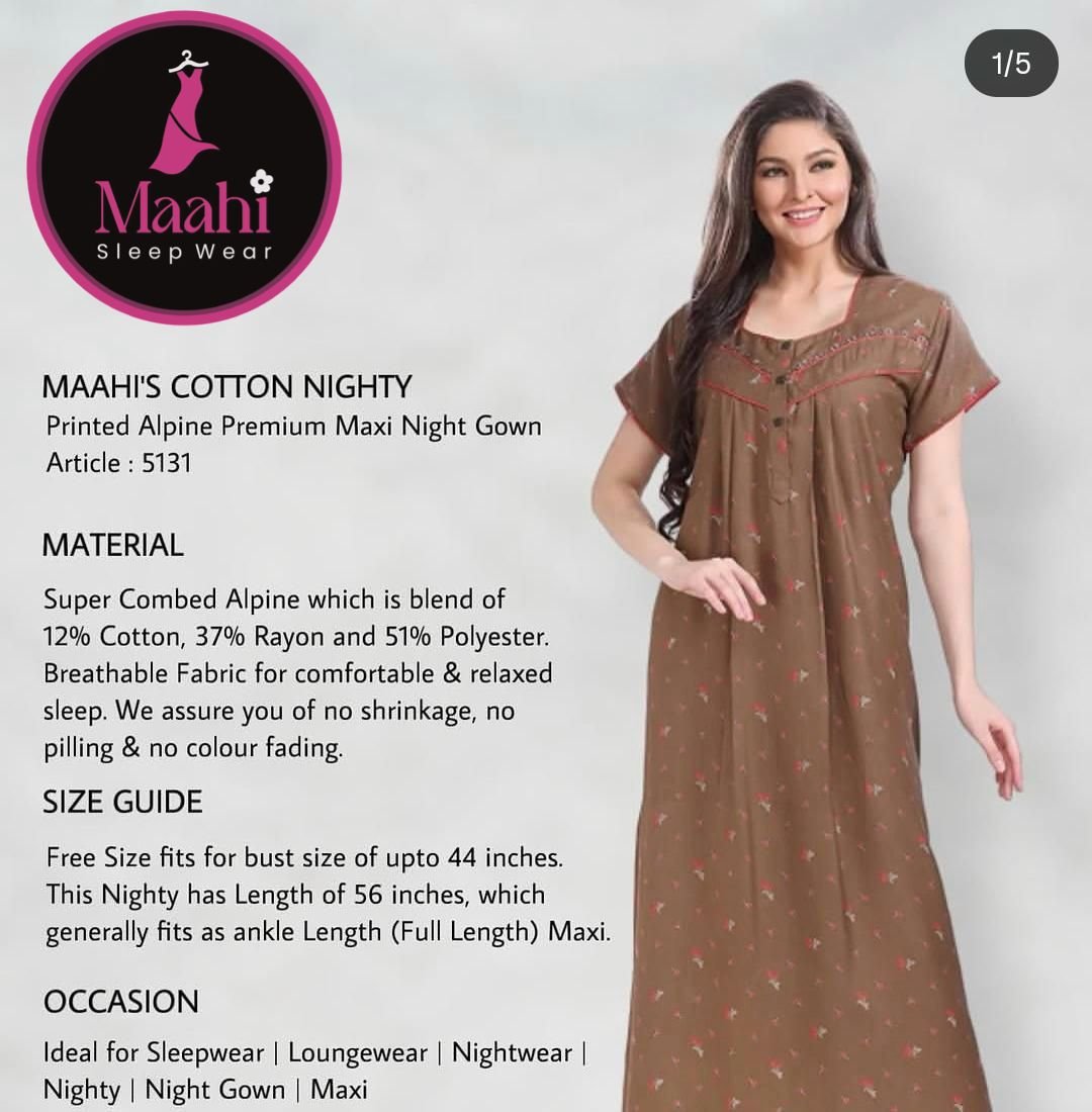 Festive Print Nighty — MSS-FP601 wholesale cotton nighty